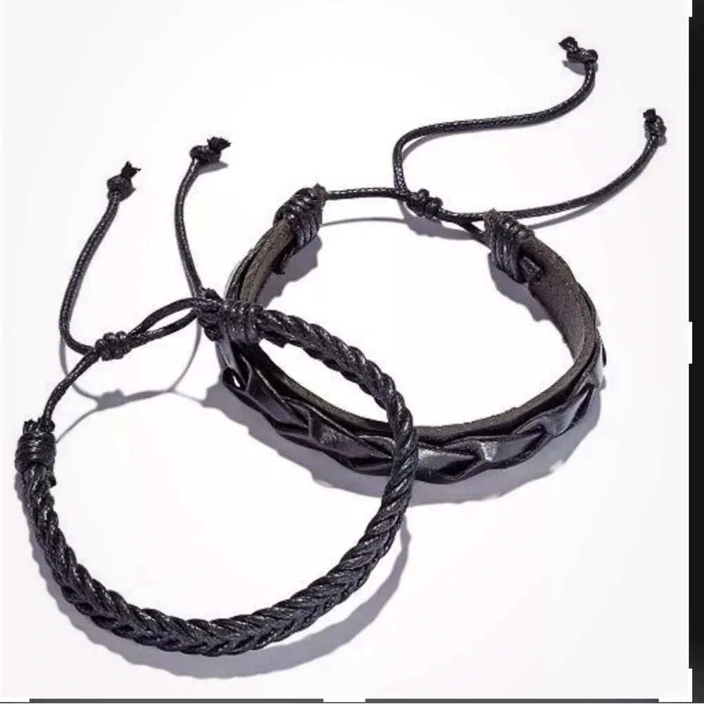 RA Rogue Accessories Braided Leather/Cord 2-Piece Men’s Bracelet Set‎ NWT